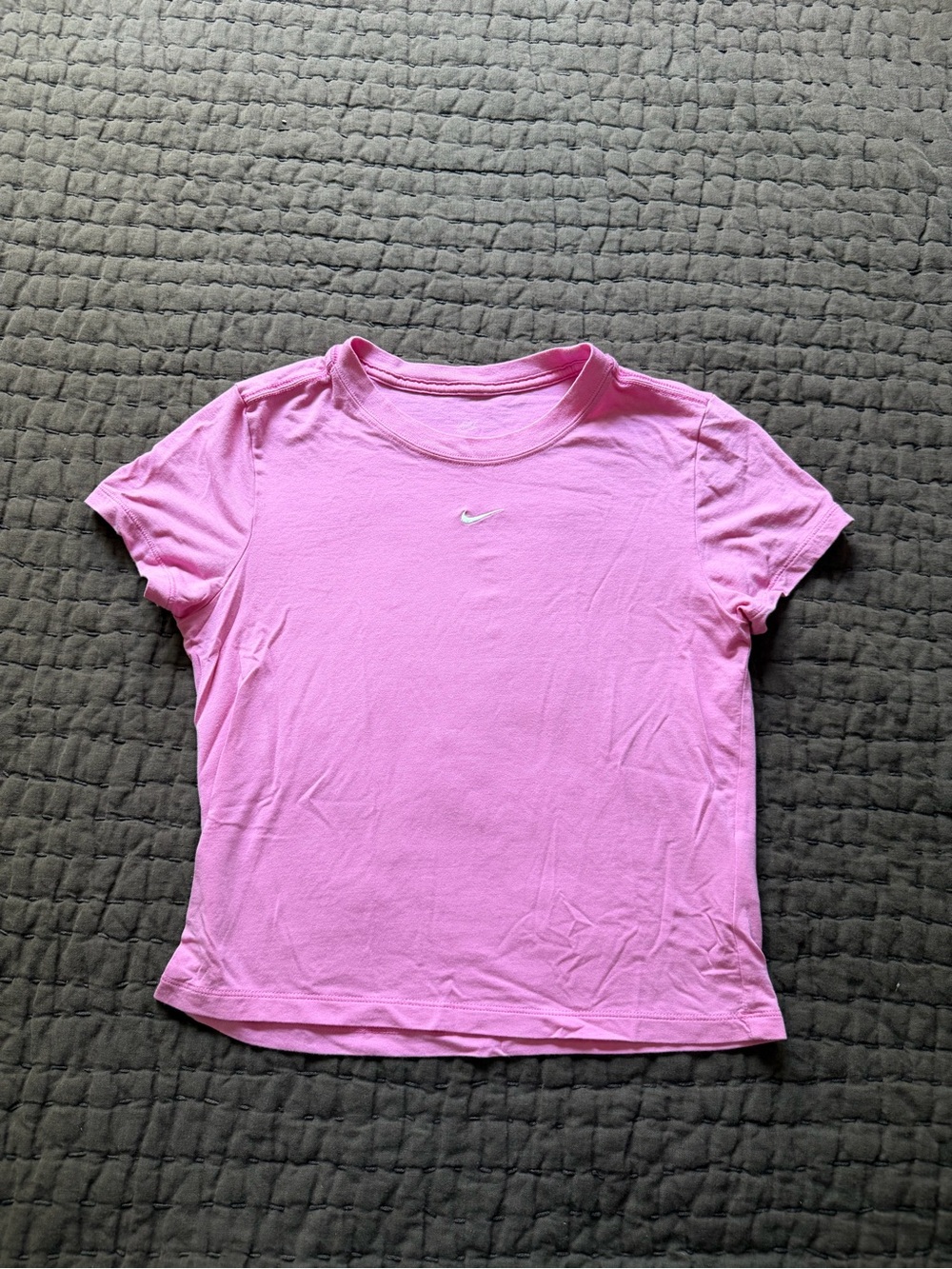 Nike Pink Short Sleeve Crew Tee with Mini Swoosh